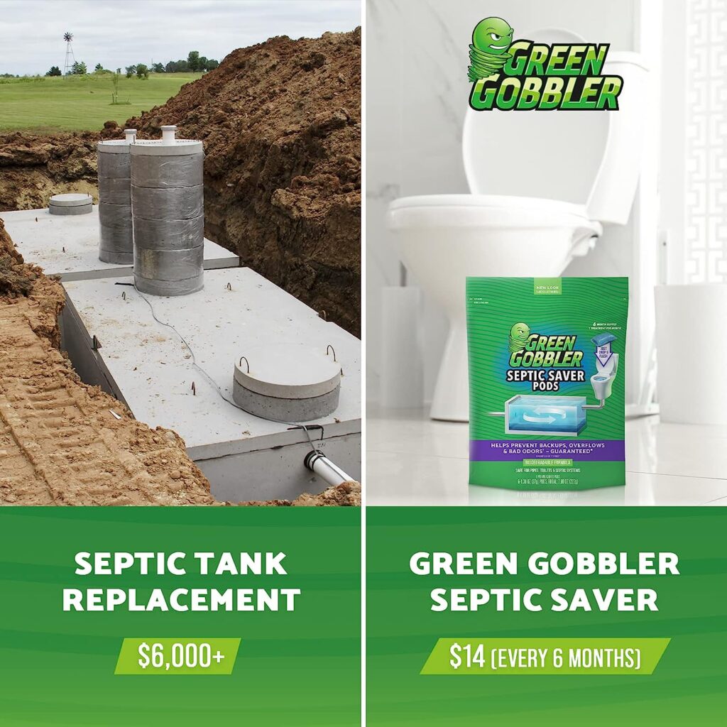 Green Gobbler Septic Tank Treatment Packets | 6 Month Septic Tank Supply | Natural Bacteria | Made in USA