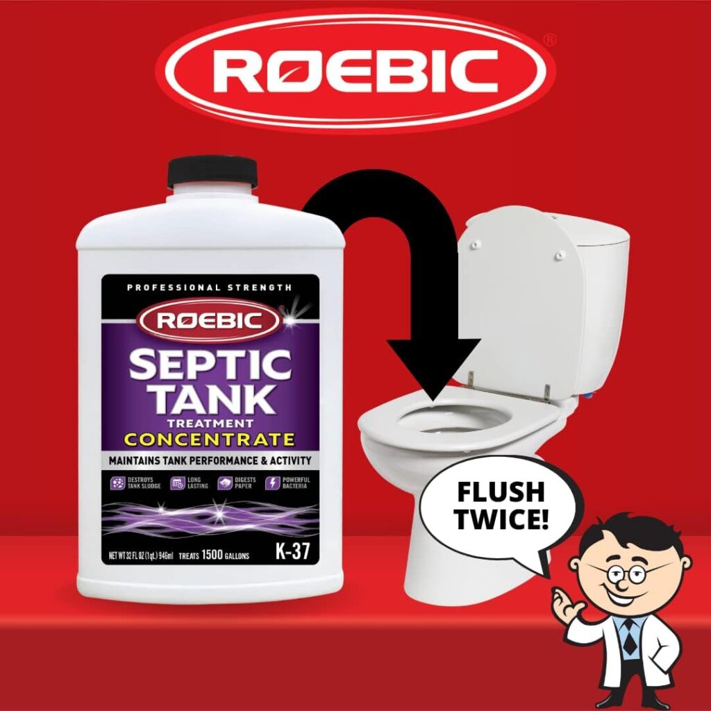 Roebic K-37-Q Septic Tank Treatment Removes Clogs, Environmentally Friendly Bacteria Enzymes Safe for Toilets, Works for 1 Year, 32 Fl Oz