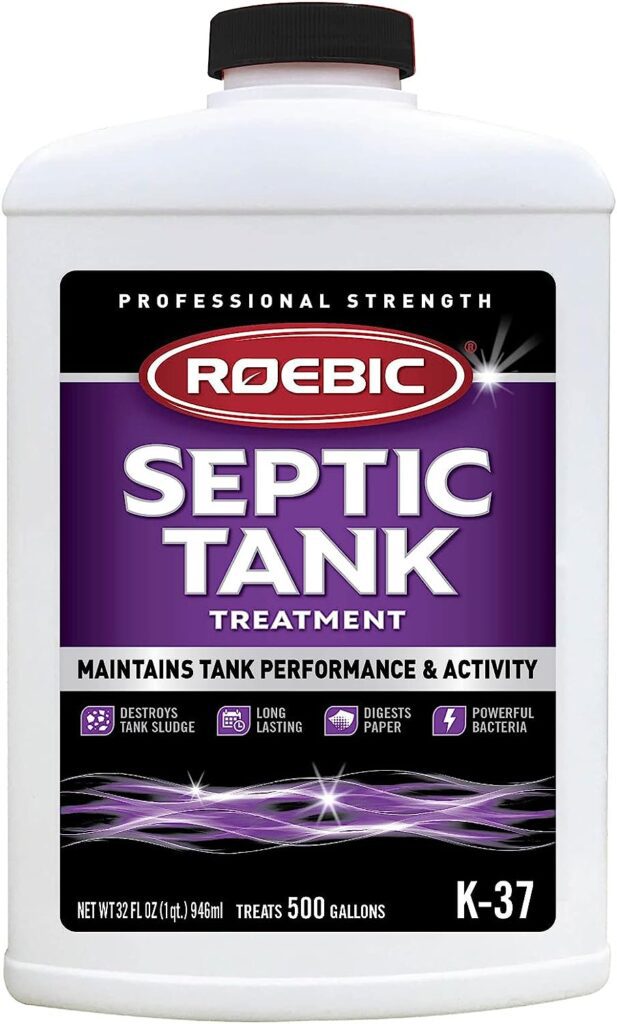 Roebic K-37-Q Septic Tank Treatment Removes Clogs, Environmentally Friendly Bacteria Enzymes Safe for Toilets, Works for 1 Year, 32 Fl Oz