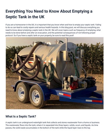 Cost Of Emptying Septic Tank UK: Understanding Pricing And Factors For Waste Removal
